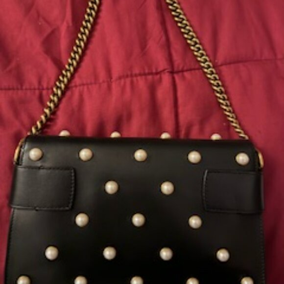 GUCCI BROADWAY PEARLY BEE SHOULDER BAG - BLACK LEATHER - Picture 3 of 5